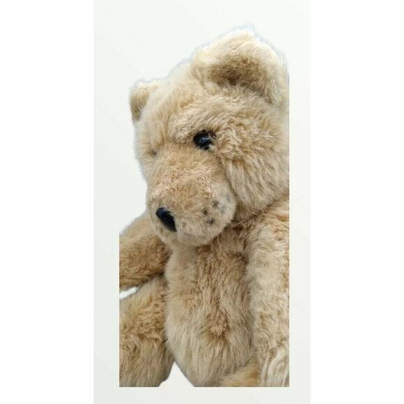 Vintage EDEN NY Shaggy Teddy Bear Vinyl Nose Airbrushing Spots Tan Brown Korea - Picture 3 of 10